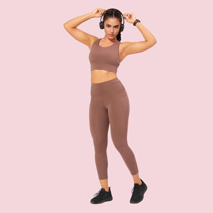 Enamor Womens Polyester Wire Free Casual Padded Sports Bra (A202_Nutmeg