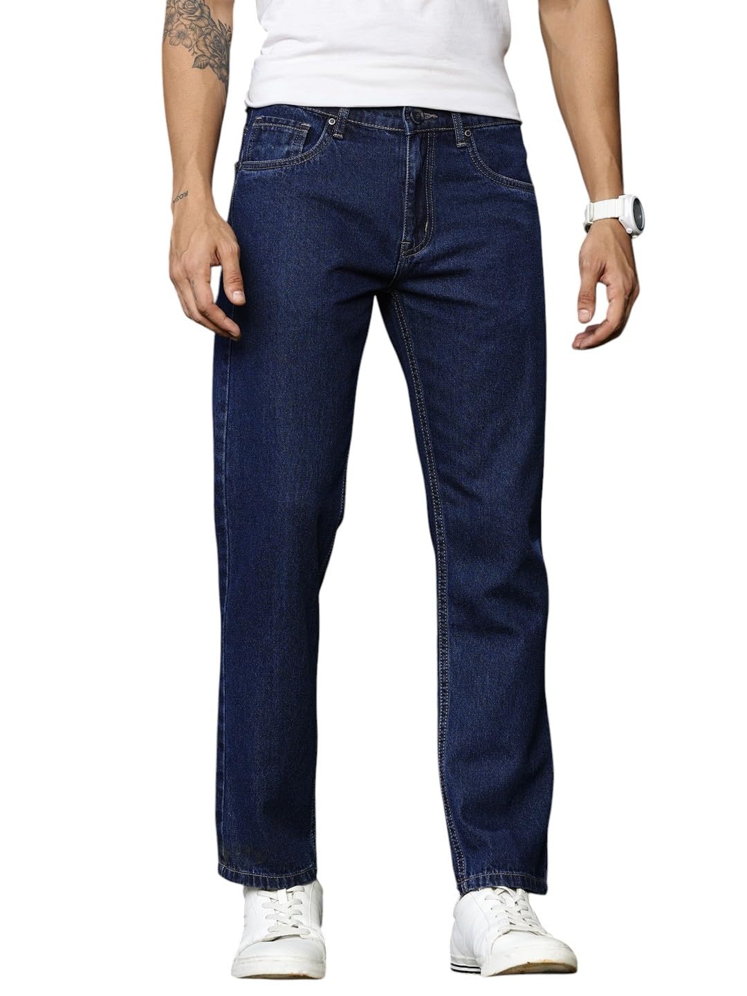 Thomas Scott Mens | Smart | Mid-Rise | Relaxed Fit | 100% Cotton | 5 Pockets | Clean Look | Non Stretchable | Jeans (TSJ210_Mid