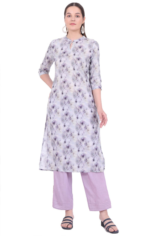 Aurelia Women's Printed Pure Cotton Straight Kurta with Palazzo & Dupatta Set