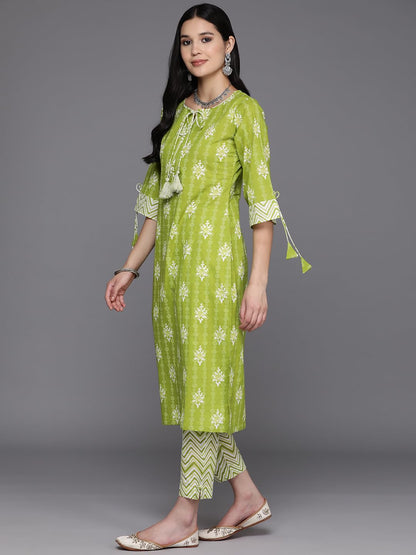 Libas WomenS Pure Cotton Kurta Sets (34395_Lime Green