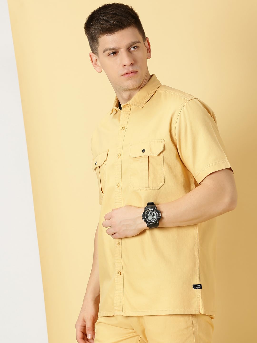 Thomas Scott Mens | Half Sleeve | Double Pockets | Solid | Regular Fit Plus Size | 100% Cotton | Spread Collar | Casual Shirts (