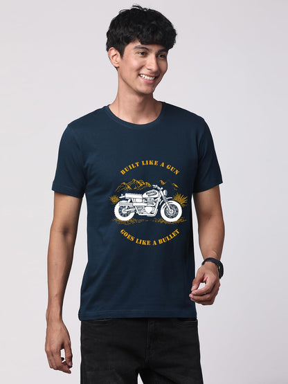 ADRO Men's Royal Bike Design Printed 100% Cotton T-Shirt - Regular Fit, Printed T-Shirts for Men (RN24-RYL-SB_Teal)