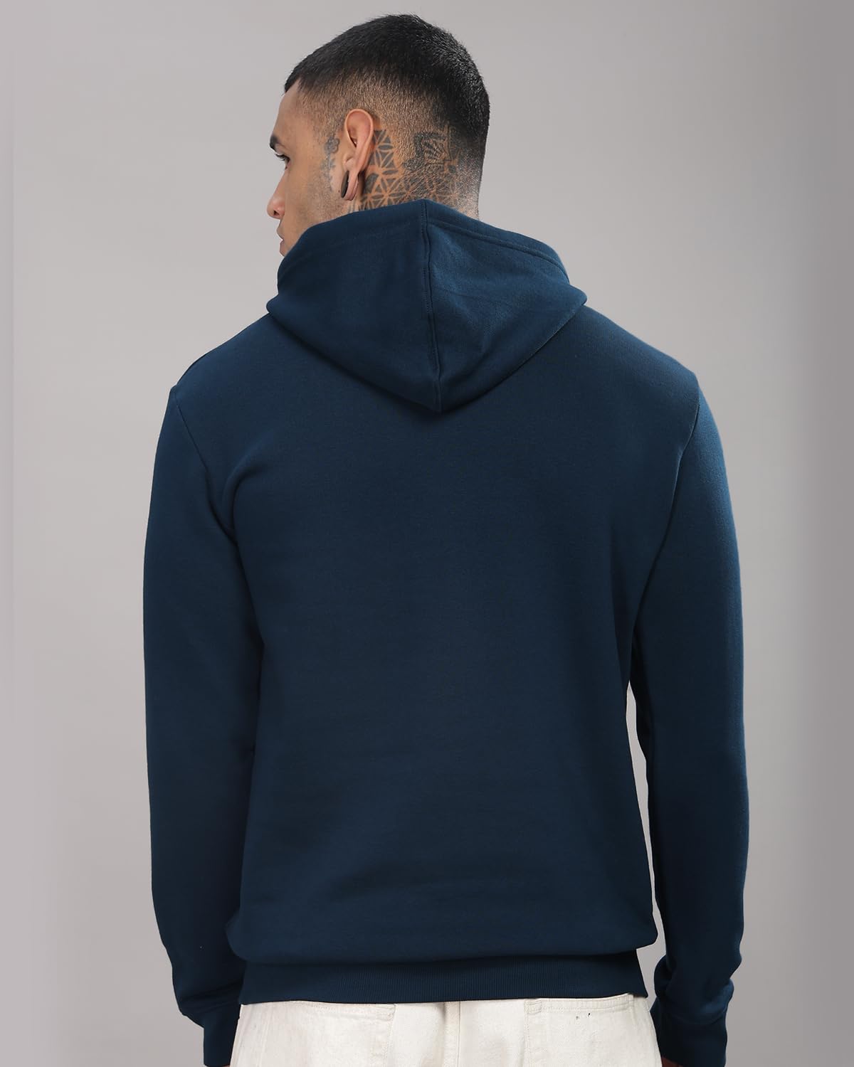 ADRO Men's Cotton Neck Hooded Sweatshirt (H24-BOST-SB_Teal