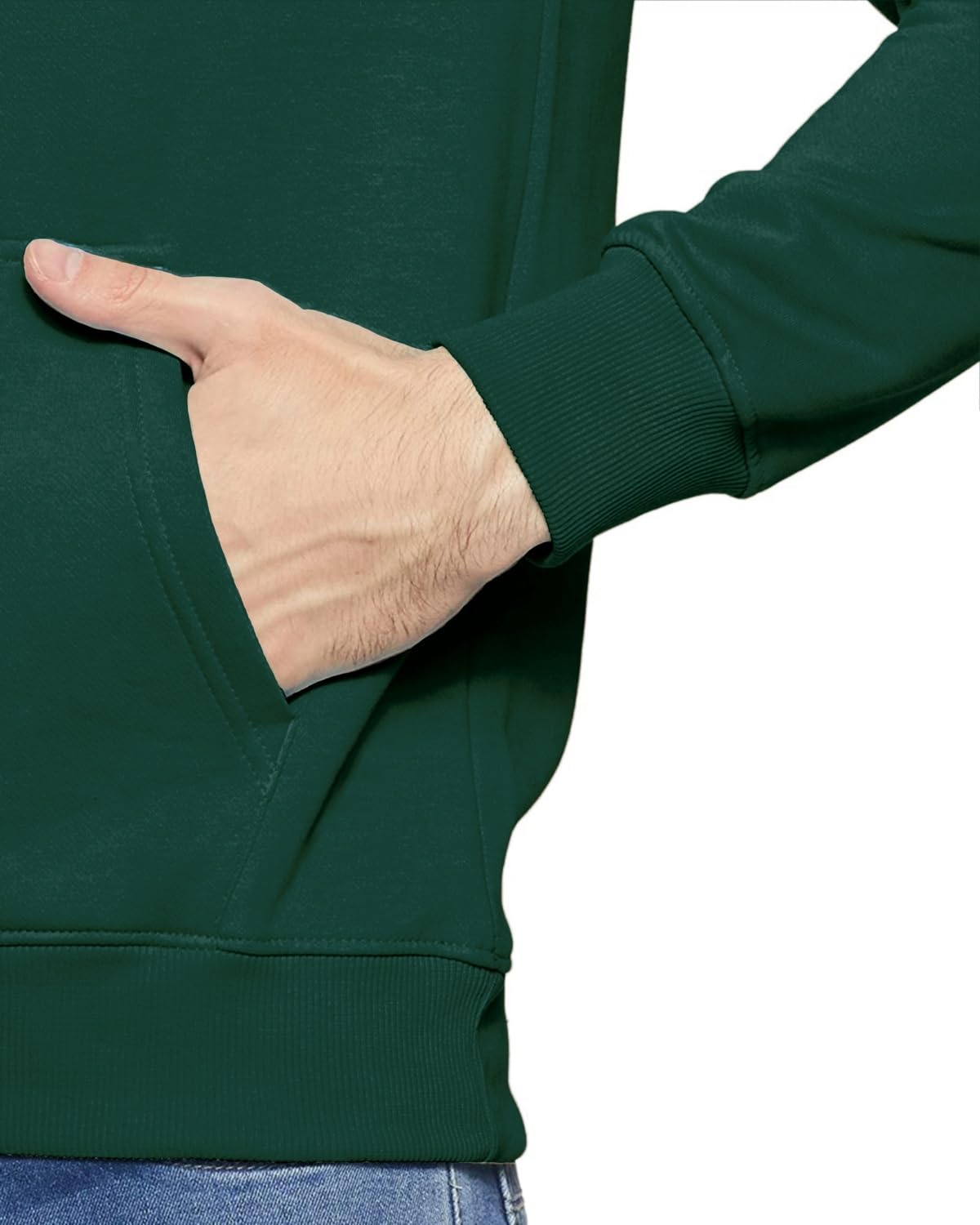 ADRO Men's Cotton Neck Hooded Sweatshirt (H24-BIRD-GRN_Green