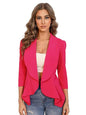Kotty WomenS Single Breasted Relaxed Fit Shawl Collar 3/4 Sleeve Blazer Hot Pink