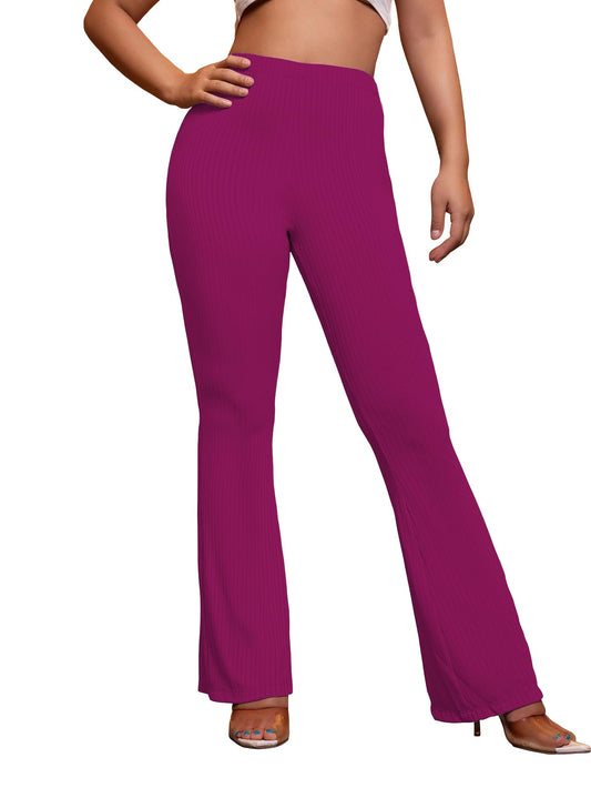 AVANOVA Wine Womens Yoga Dress Pants Stretchy Work Slacks Business Casual Office Flare Bell-Bottom/Boot-Cut Elastic Waist Regul