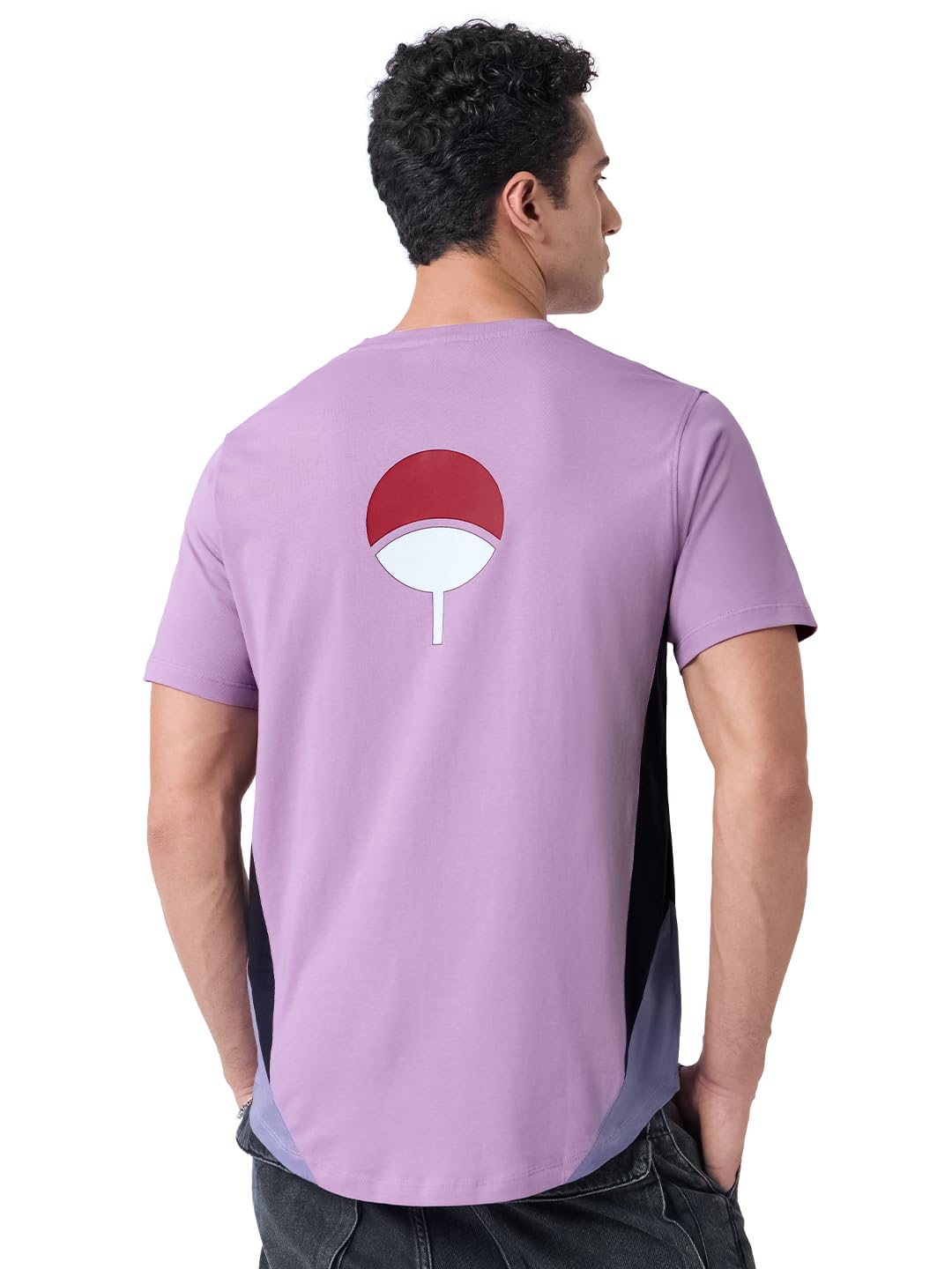 The Souled Store Naruto: Sasuke Men and Boys Short Sleeves Round Neck Purple Graphic Printed Cotton Regular Fit T-Shirts