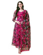 Fashion Basket Women Floral Print V Neck Anarkali Kurta with Pant and Dupatta