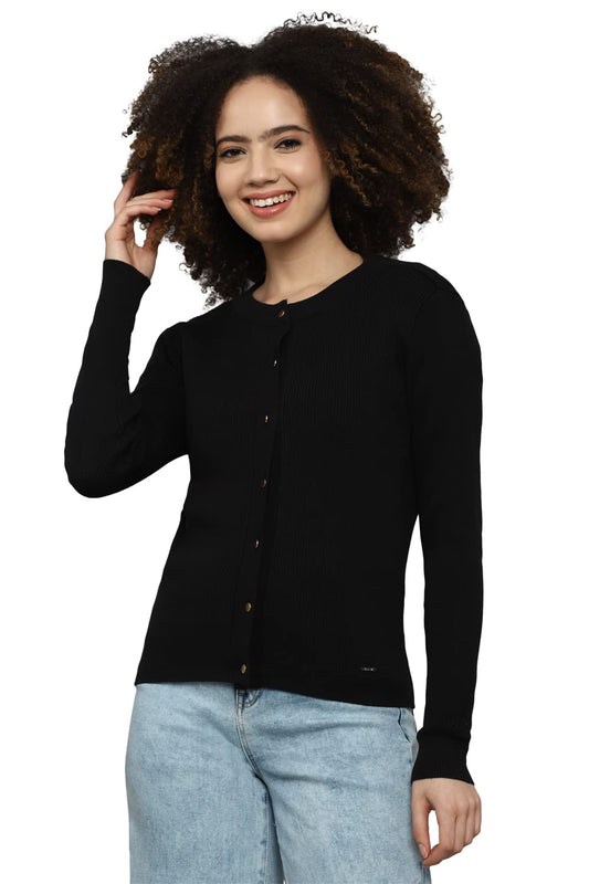 Allen Solly Women Solid Casual Round Neck Sweater