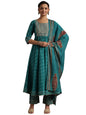 Libas Blue Silk Blend Printed Kurta Sets For Women