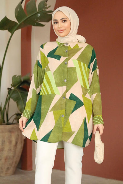 Gufrina WomenS Rayon Dress With Long Puff Sleeves Mandarin Collared Neck Tie Die Printed A-Line Style Regular Fit And Knee Leng