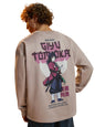 The Souled Store Demon Slayer: Giyu Men and Boys Round Neck Beige Graphic Printed Cotton Lightweight All-Season Full Sleeves Ove