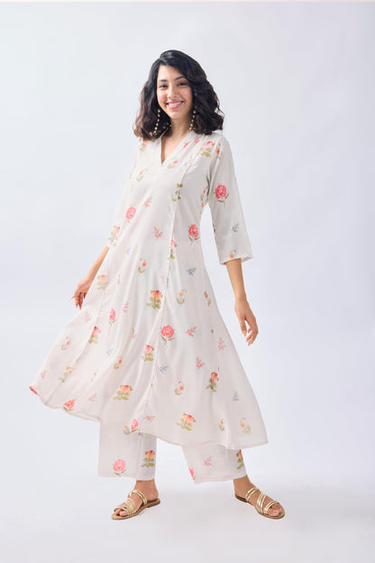 Toochki Dress For Women | Two Piece | Dresses | Long | White Floral Printed | Rayon (Tkcbl-Ry-325-Wh-Dr $Parent)