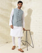 Fabindia Men's Blue Cotton Woven Nehru Jacket (1035990BLUE
