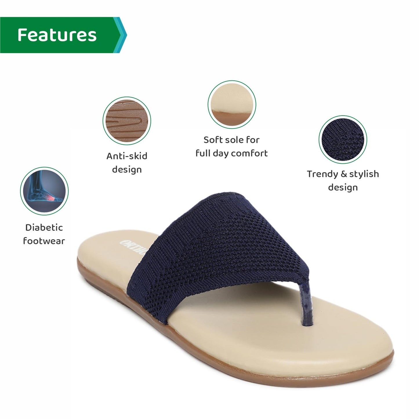 Ortho Joy Fancy Doctor Slippers | Comfortable Flat Sandals For Women Stylish