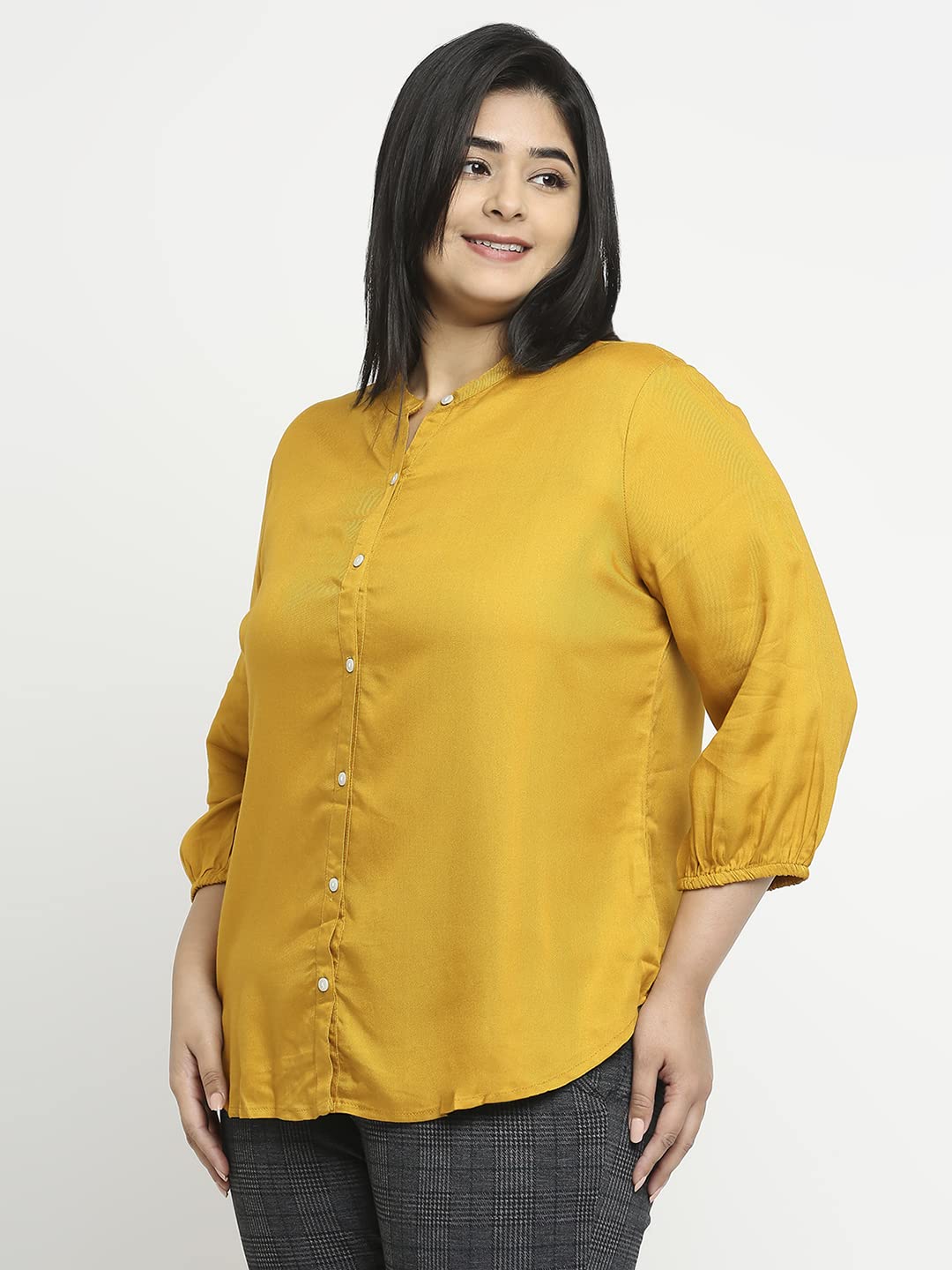 Style Quotient Plus Women Solid White Viscose Rayon Formal Shirt