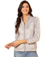 Modeve Full Sleeve Printed Women Jacket -Grey