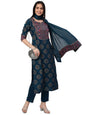 Gosriki WomenS Cotton Blend Printed Straight Kurta With Pant & Dupatta (Nov-Rama-Gs_L_Rama_Large)