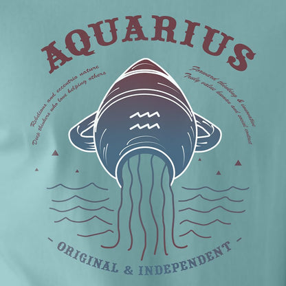 Peppyzone Mens Regular Fit T-Shirt (PZ-ZodiacAquarius6001_Sky Blue