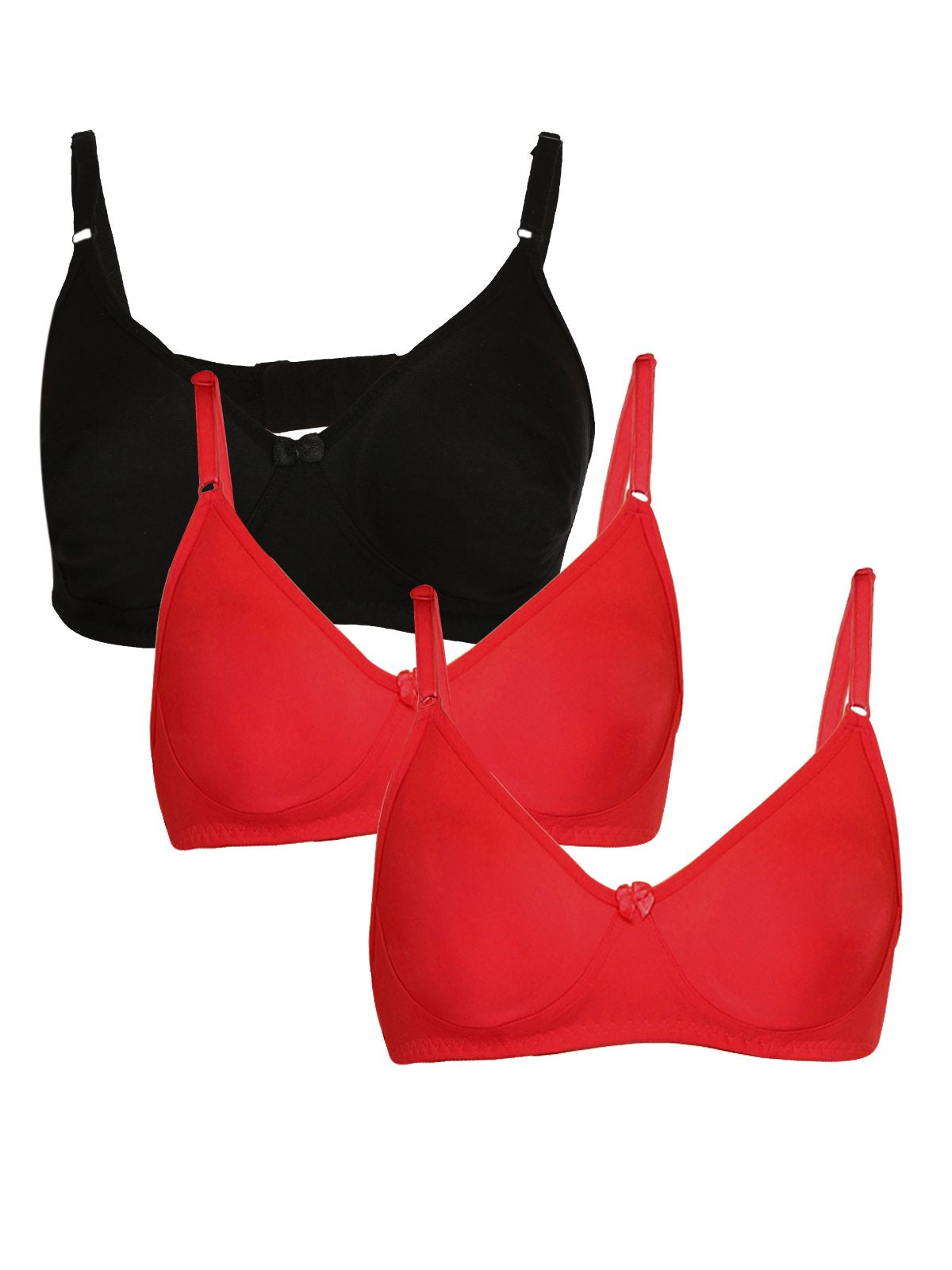 Clovia WomenS Pack Of 3 Cotton Rich Non-Padded Wirefree T-Shirt Bra In Multicolor (Combrc028_Multi-Coloured_40B)