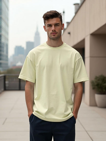 Nobero MenS Graphic Print Oversized Fit T-Shirt (1M-Twrt-C0910-Og_Aloe Green