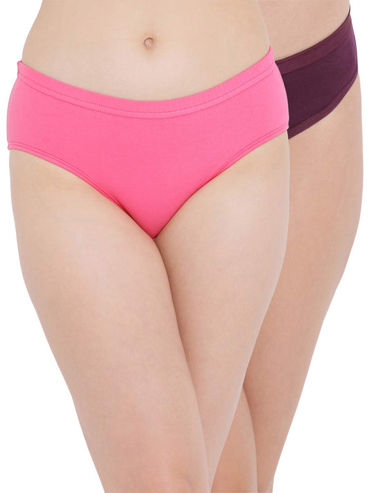 Clovia Womens Pack of 2 Cotton Low Waist Bikini Panties with Inner Elastic (PNC321120_Multicolored_XL)