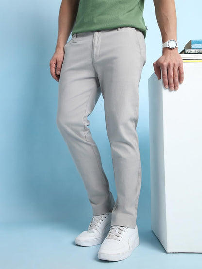 Dennis Lingo Straight fit Cotton Chinos for Men Grey