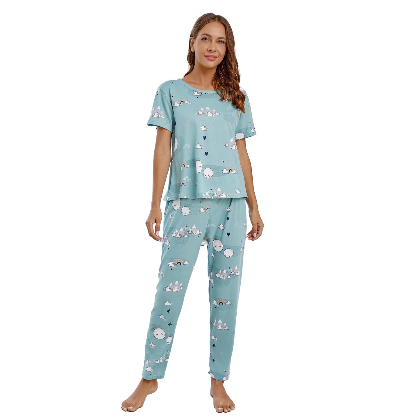 SHIENZY Womens Stylish Avacado Printed Night Suit || T-Shirt & Pyjama for Nightwear Set || Casual Lounge & Sleep Wear for Girls