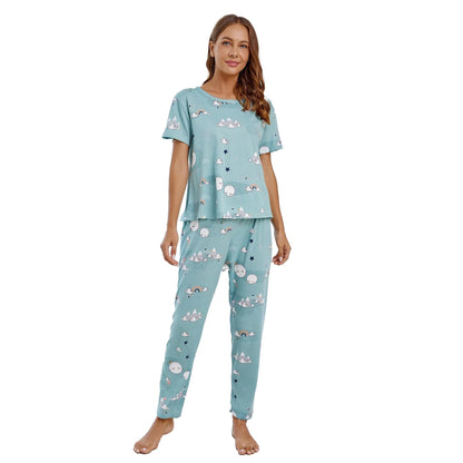 SHIENZY Womens Stylish Avacado Printed Night Suit || T-Shirt & Pyjama for Nightwear Set || Casual Lounge & Sleep Wear for Girls