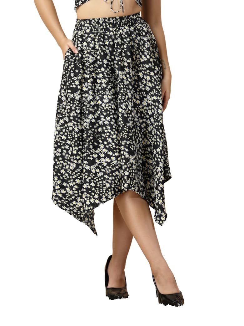 OOMPH! Long Skirts for Women Black - msk173
