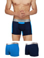 XYXX Mens Underwear Illuminati IntelliSoft Antimicrobial Micro Modal Trunk Pack of 3 (Black Iris & Brilliant Blue ; Brilliant B
