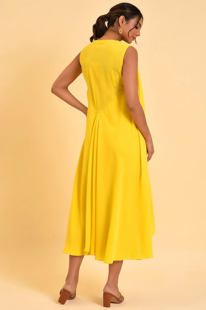 W For Woman WomenS Polyester Yellow Fashionable Sleeveless Draped Dress Ankle Length 23Few18738-219038_Green Sheen