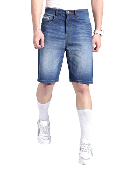 The Indian Garage Co Men Regular Fit Solid Mid-Rise Denim Shorts
