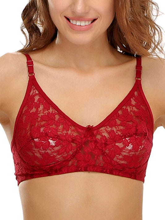 Clovia WomenS Chic Non-Padded Wirefree Bra In Maroon (Br0181Q09_Red_32C)