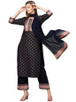GoSriKi Women's Cotton Blend Straight Printed Kurta with Pant & Dupatta (Sitara-GO)
