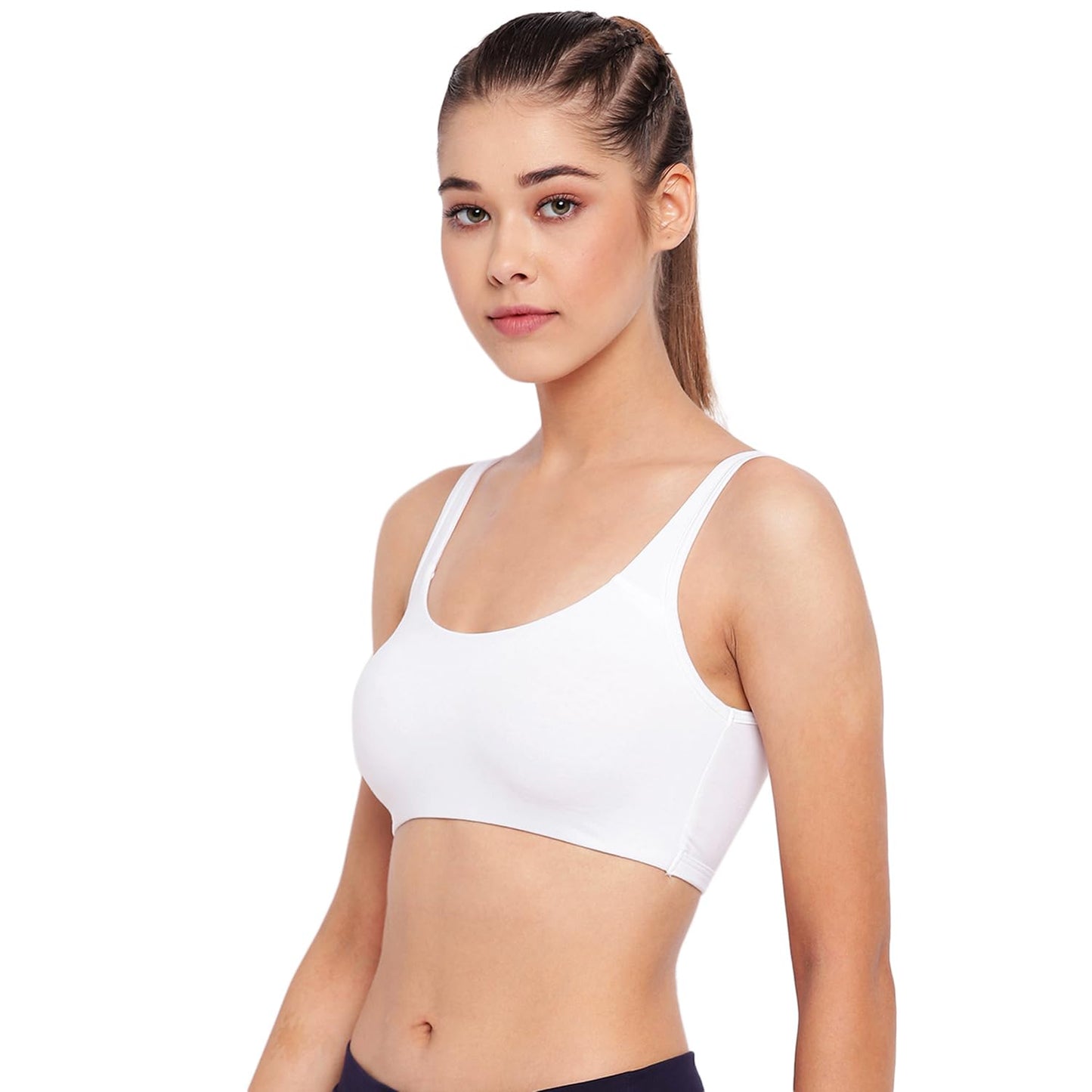 Enamor SB06 Low Impact Bra - Non-Padded, Wirefree & High Coverage White