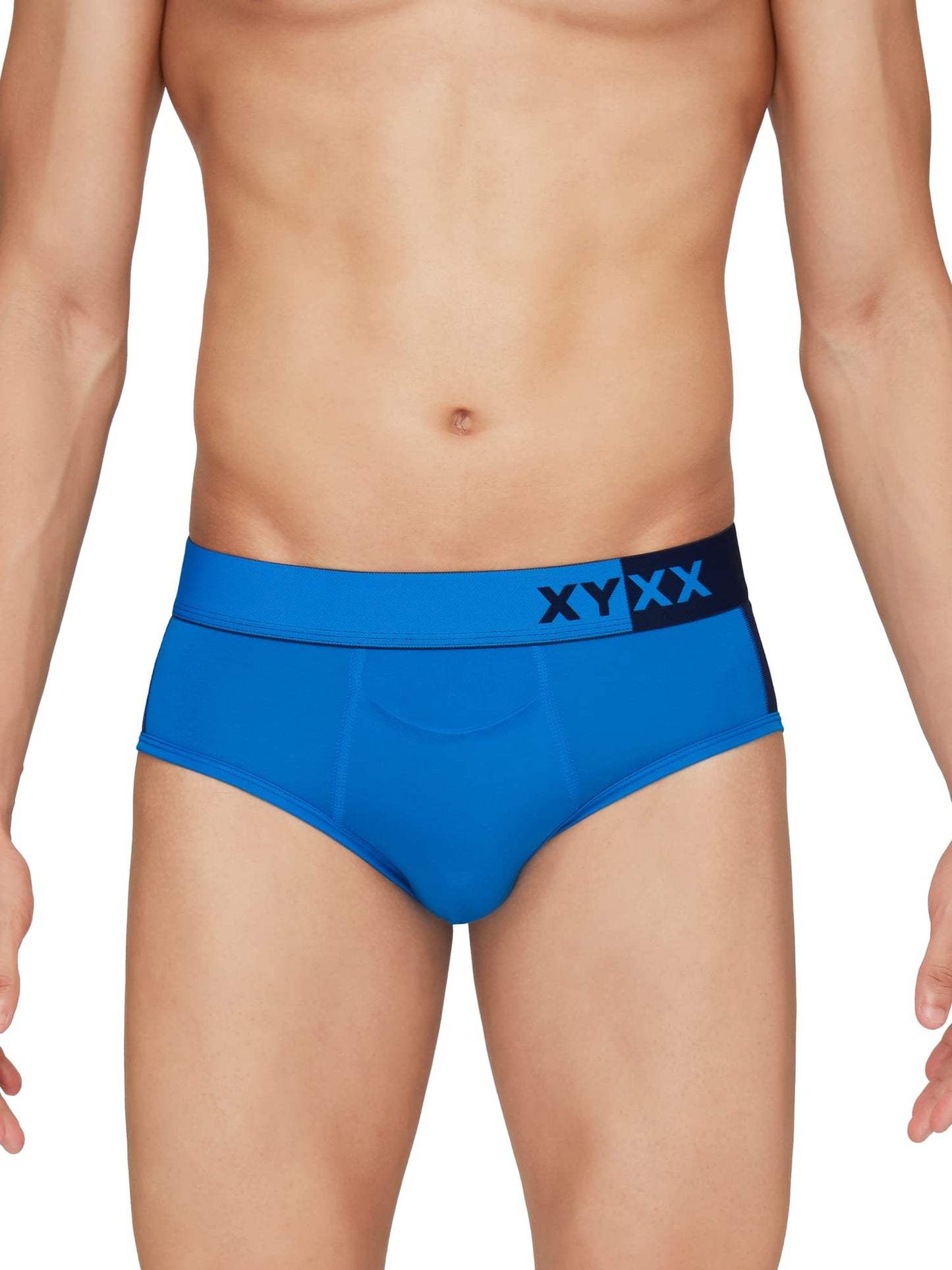 XYXX Mens Underwear Dualist IntelliSoft Antimicrobial Micro Modal Brief Pack of 2 (Brilliant Blue & Black Iris ; Black Iris & T