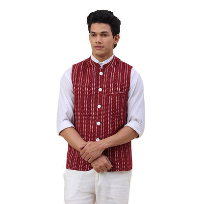 Fabindia MenS Nehru Jacket (20028441_Maroon