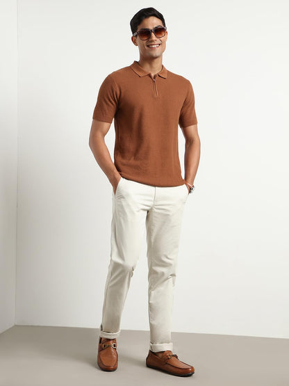 Nobero MenS Self Design Regular Fit Polo Shirt (1M-Twpo-R0014_Nutshell