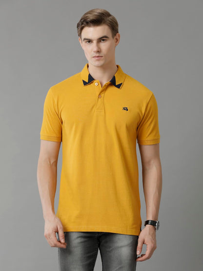 ADRO Premium Cotton Polo for Men (P23-H-PLN_Mustard)