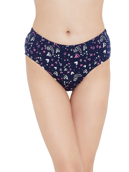 Clovia WomenS Cotton Mid Waist Printed Hipster Panty (Pn3076X08_Blue_Xxl)