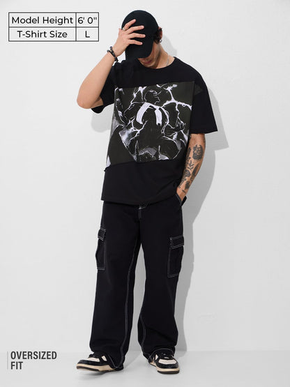 The Souled Store Official Venom : Roar Oversized T-Shirt for Men Boys Cotton Casual Half Sleeves Baggy Loose Fit Drop Shoulder R