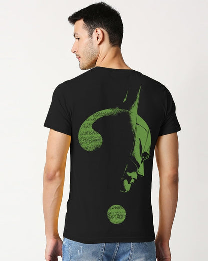Bewakoof Mens Official DC Comics Merchandise Batman Riddle Graphic Black Round Neck Half Sleeve T-Shirt