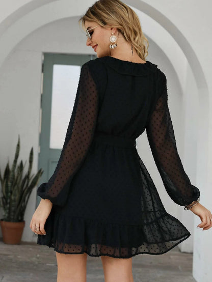 Tagas Women'S Georgette Fit And Flare Knee-Length Dress (Op-3220-Black)