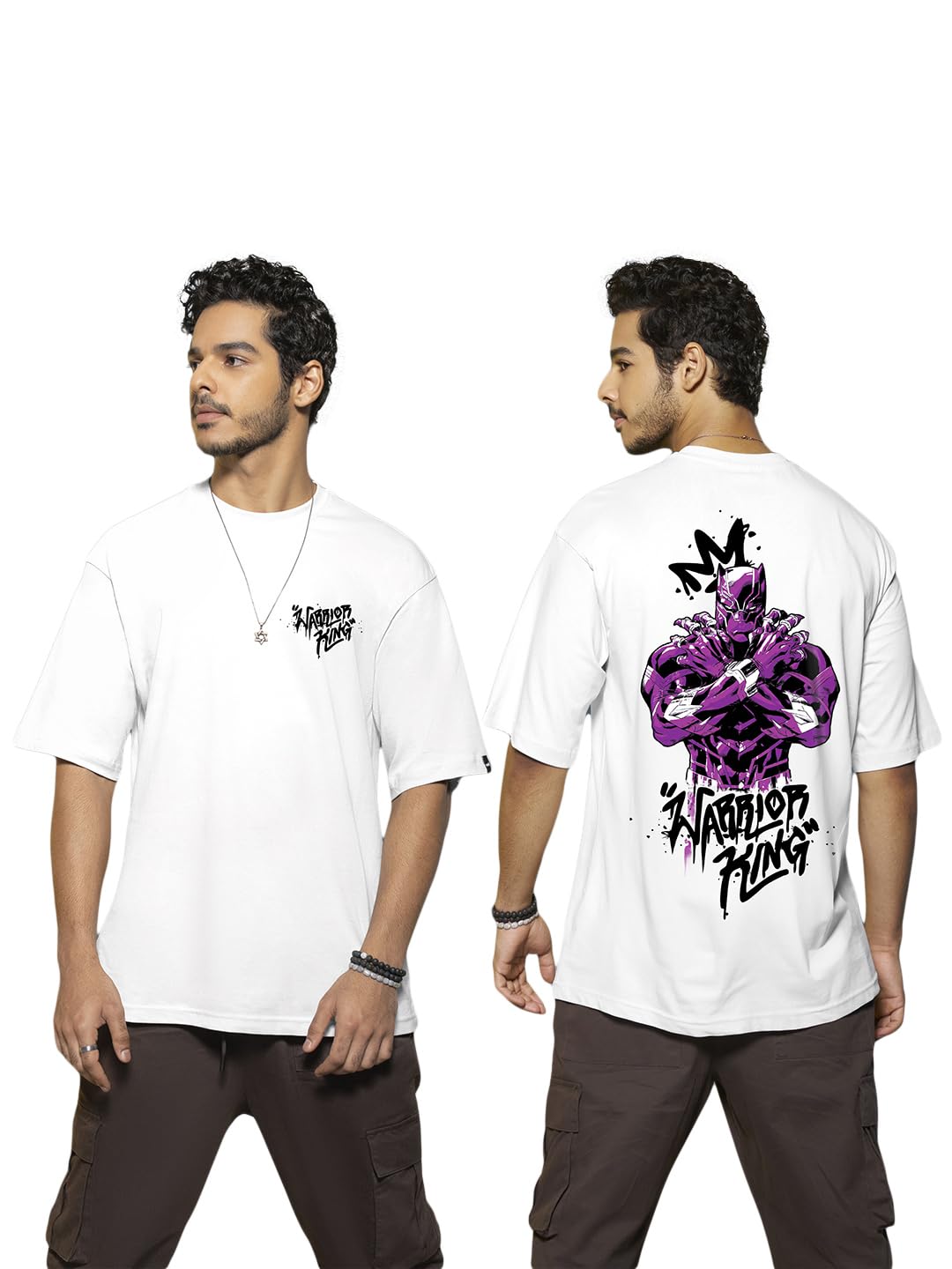 Bewakoof Mens Cotton Graphic Printed Oversized T-Shirt_521402_White_S