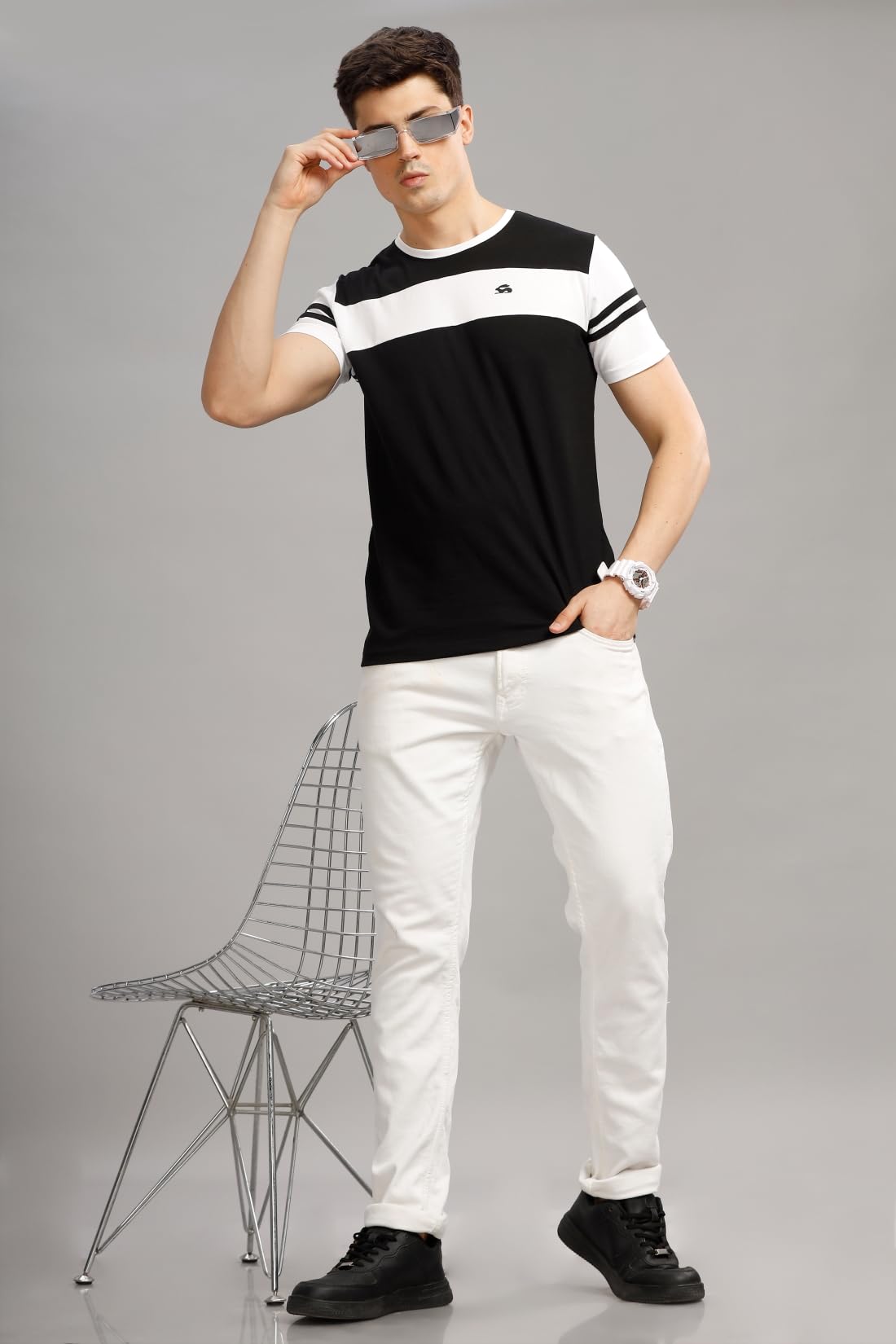 ADRO Tshirt for MenMulti Color T-Shirt for MenCotton T-ShirtMens TshirtRN8-24-BLWH