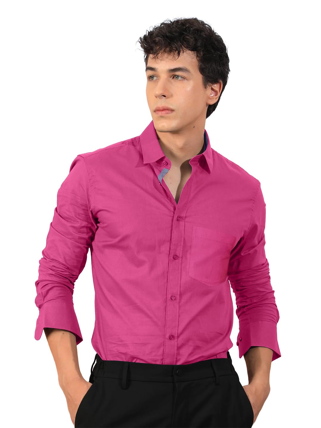 Pinkmint Mens Regular Fit Soft Cotton Blend Casual Combo Shirt with Pocket Design & Spread Collar Full Sleeves Formal Shirt Pin