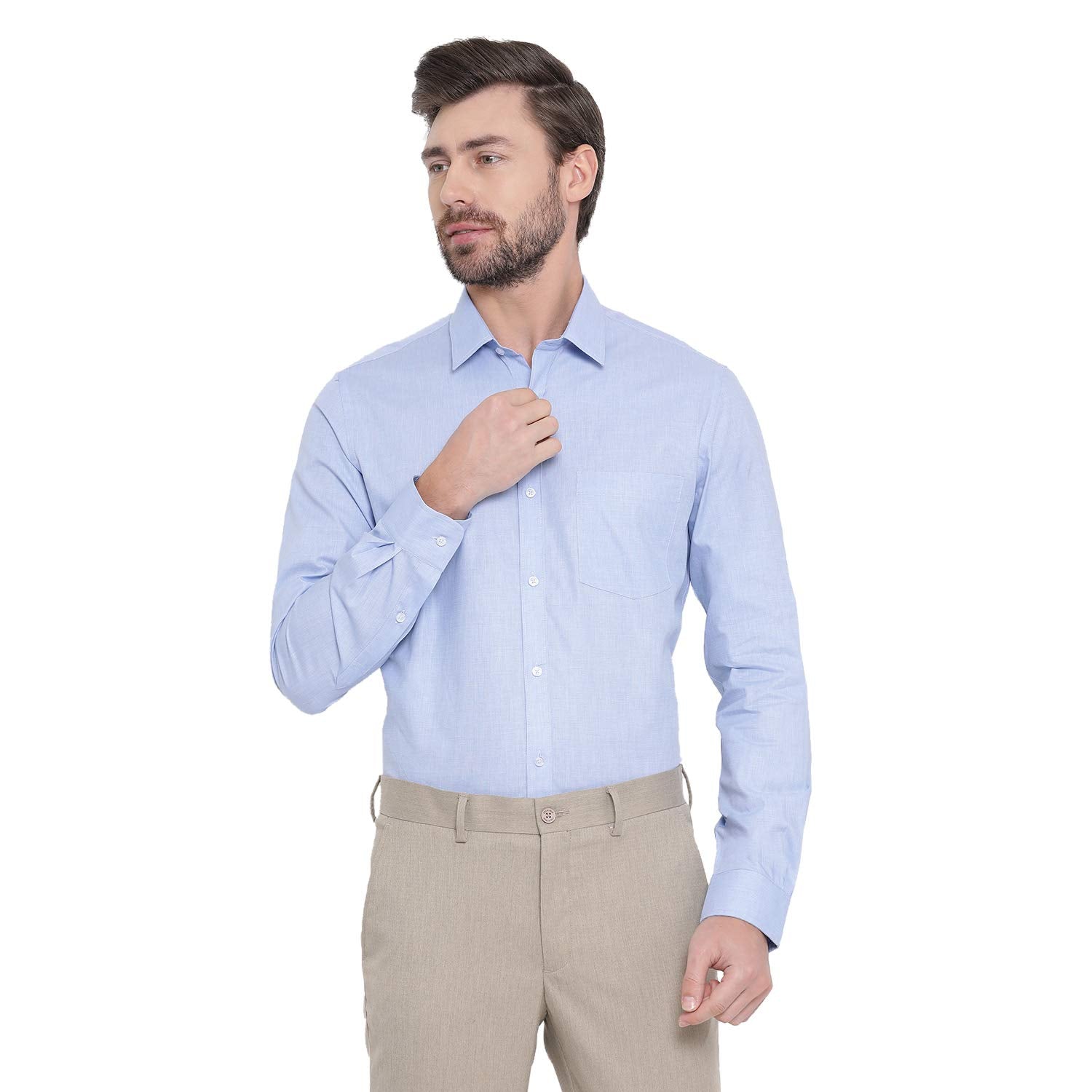 Turtle Men Cotton Slim Fit Formal Shirts Sky Blue