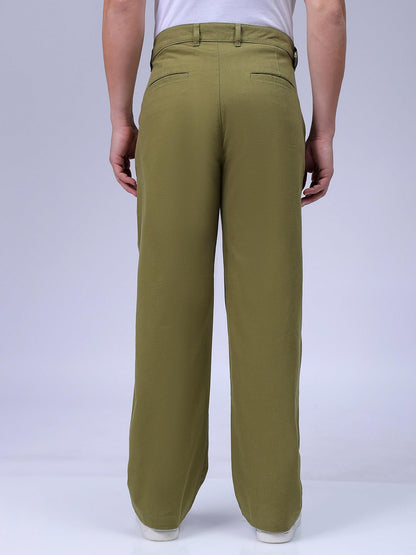 The Indian Garage Co Men Baggy Solid Mid-Rise Trousers