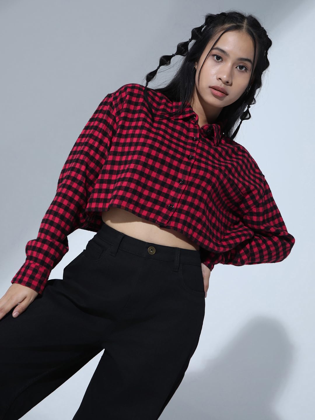 Hubberholme Women Multi Smart Casual Oversized Spread Collar Long Sleeves Shirt